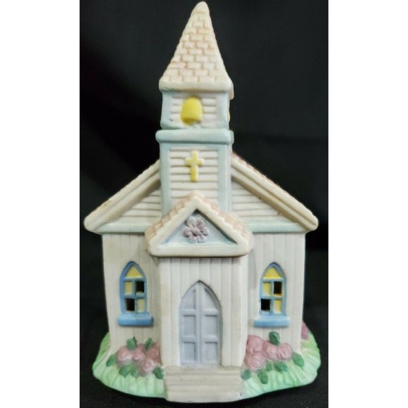 EASTER VILLAGE CHURCH FLOWER SHOP GROCERY STORE Spring pastel building house 3pc - Picture 7 of 12